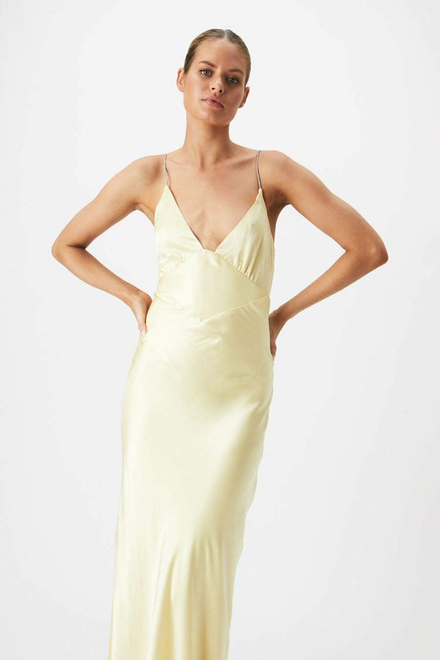 Clothing Bardot Occasion Dresses | Capri Diamonte Slip Dress In Canary ...